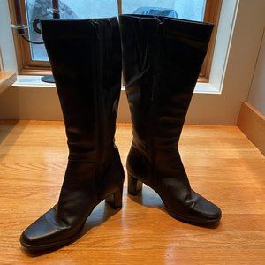 Black Blondo Knee High Boots, Side Zipper,  Waterproof, 2 1/2 inch heel, Size 9B
